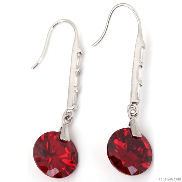 New Arrival Eco-friendly Red Ruby Acrylic Cz Diamond Earrings