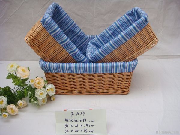Three-piece wicker storage basket with liner(factory supplier)