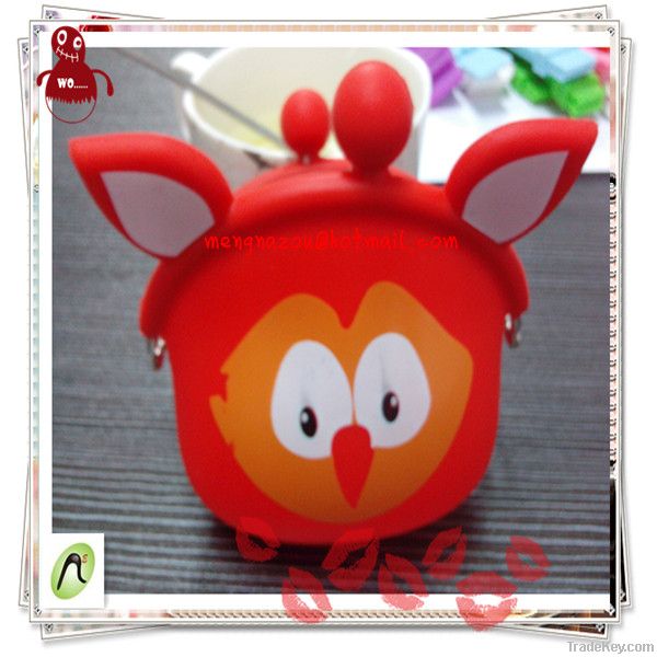 Cute Animal-shaped silicone change purse, silicone key pouch