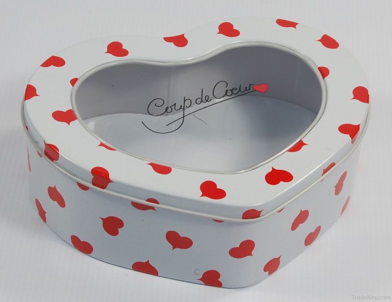 Gift tin box heart shaped tin box