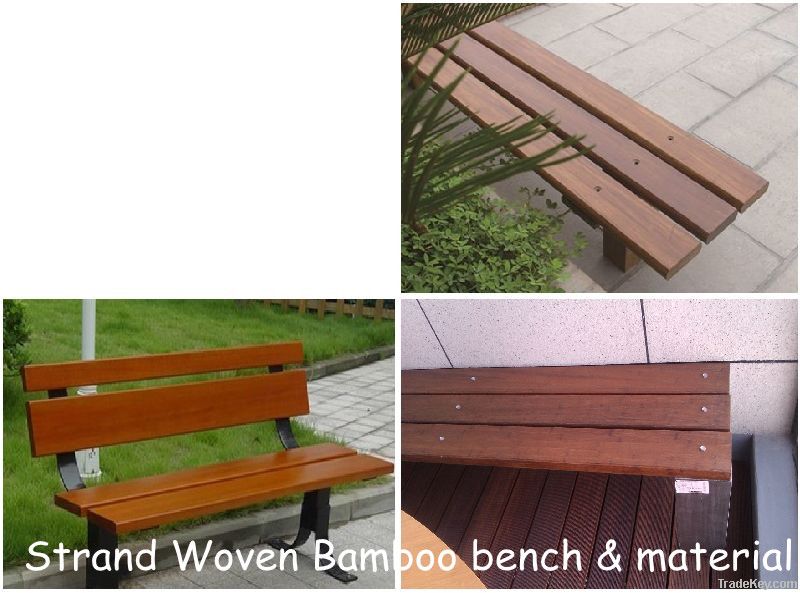 Outdoor strand woven bamboo desk and bench panel