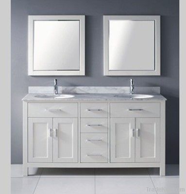 White double basin bathroom vanity cabinet