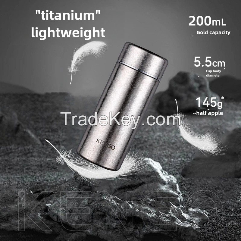 Pure titanium mini insulated cup small pocket Thermos water vacuum cup high-end ultra light titanium cup