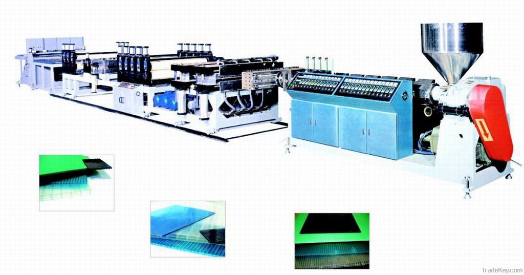 PC, PP, PE Hollow Grid sheet Extrusion Line