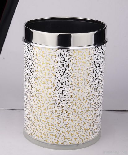 Plastic Dustbin with PU Leather