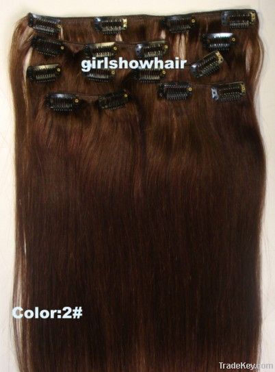 7PCS Fashionable Straight Clip in Hair Real Human Hair Extensions