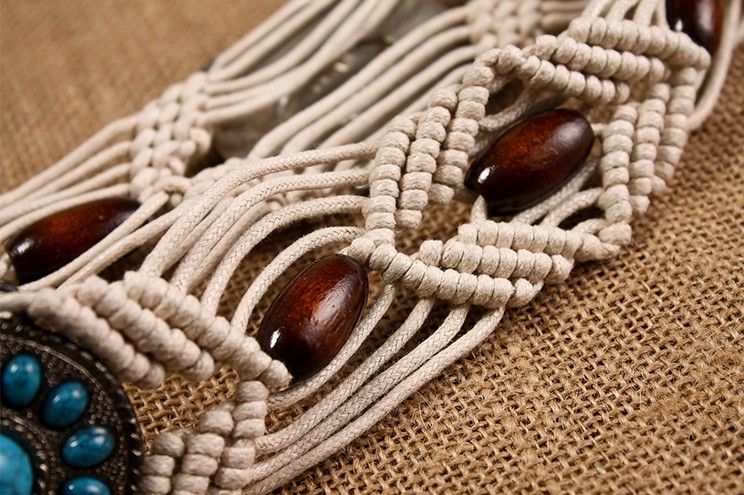 wholesale bohemian lady handmade braided beaded belt