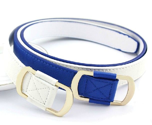 Blue Color Cheap Lady PU Belt with No Hole