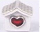 Solid Silver 925ale Red Enamel Dog House Charm bead Fitting For European Style Bracelet