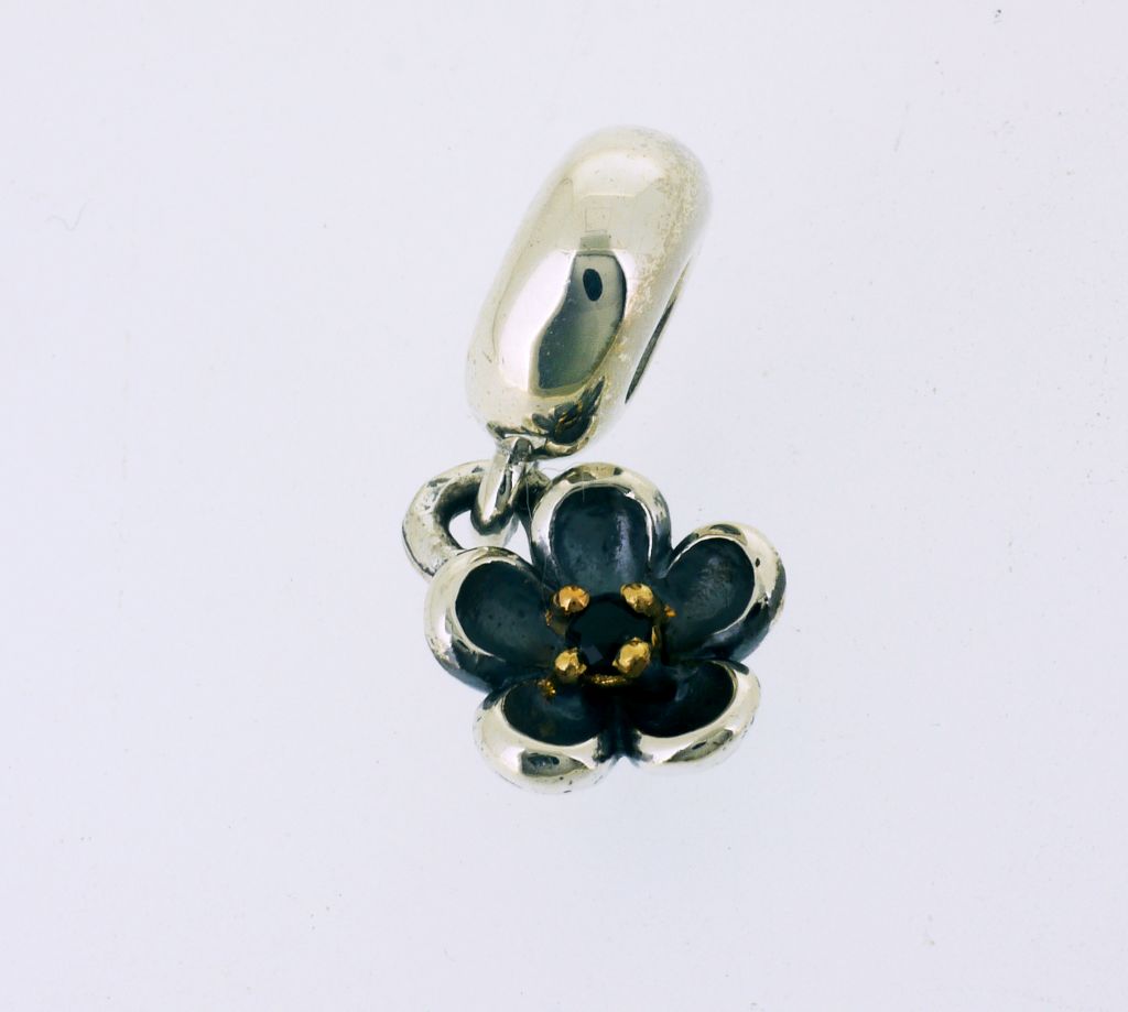 Genuine 925 Sterling Silver &quot;Viola Dangle Charm&quot; Charm Bead Fitting For European Style Bracelet