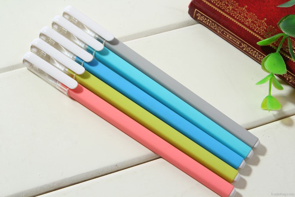 new arrive square rubber plastic ballpoint pen for office & school 201