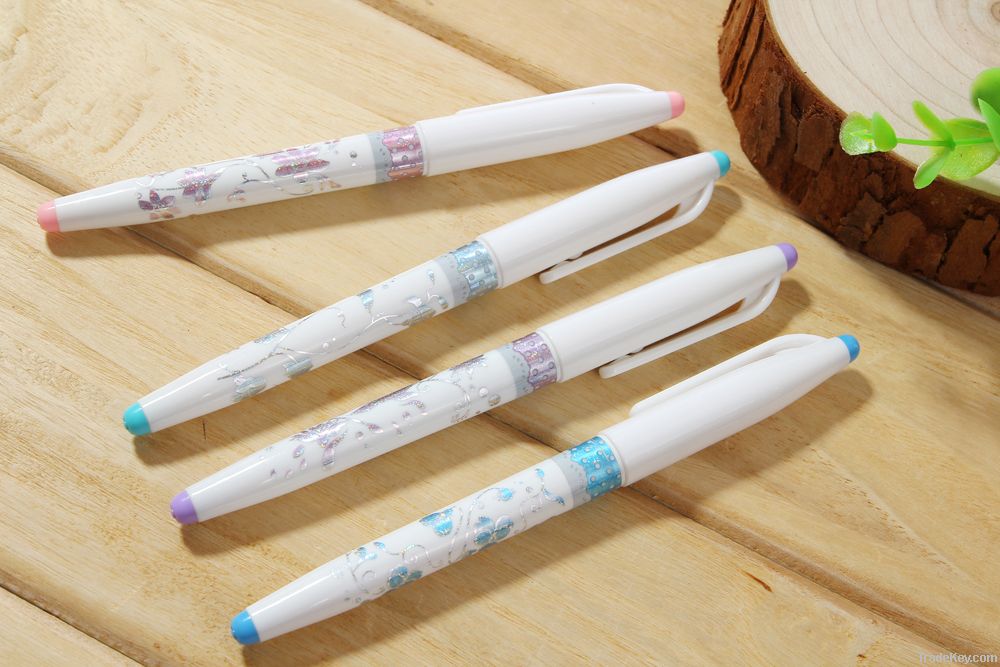noble printing plastic transparent ballpoint Pens for office & school