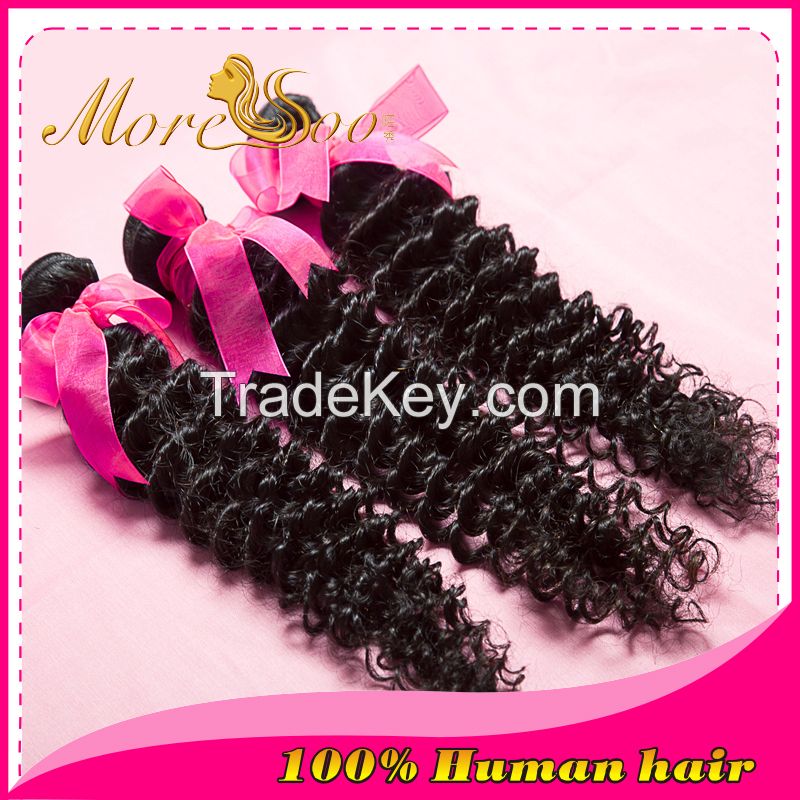 Moresoo high quality unprocessed natural color 6A indian Deep weave virgin  human hair