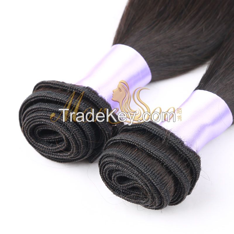 Moresoo high quality unprocessed natural color 6A brazilian straight virgin  human hair