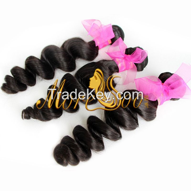 Moresoo high quality unprocessed natural color 6A indian loose weave virgin  human hair