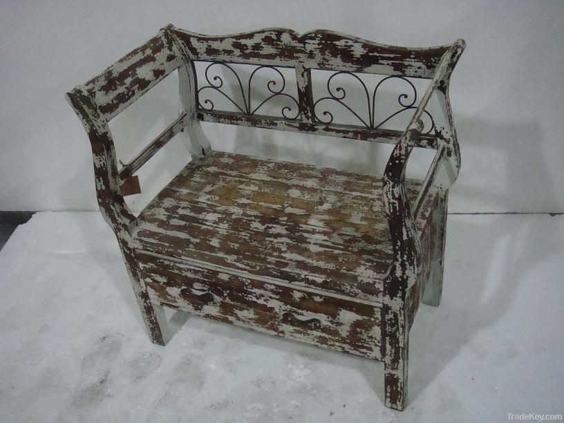 French Antique Shabby Chic Bench