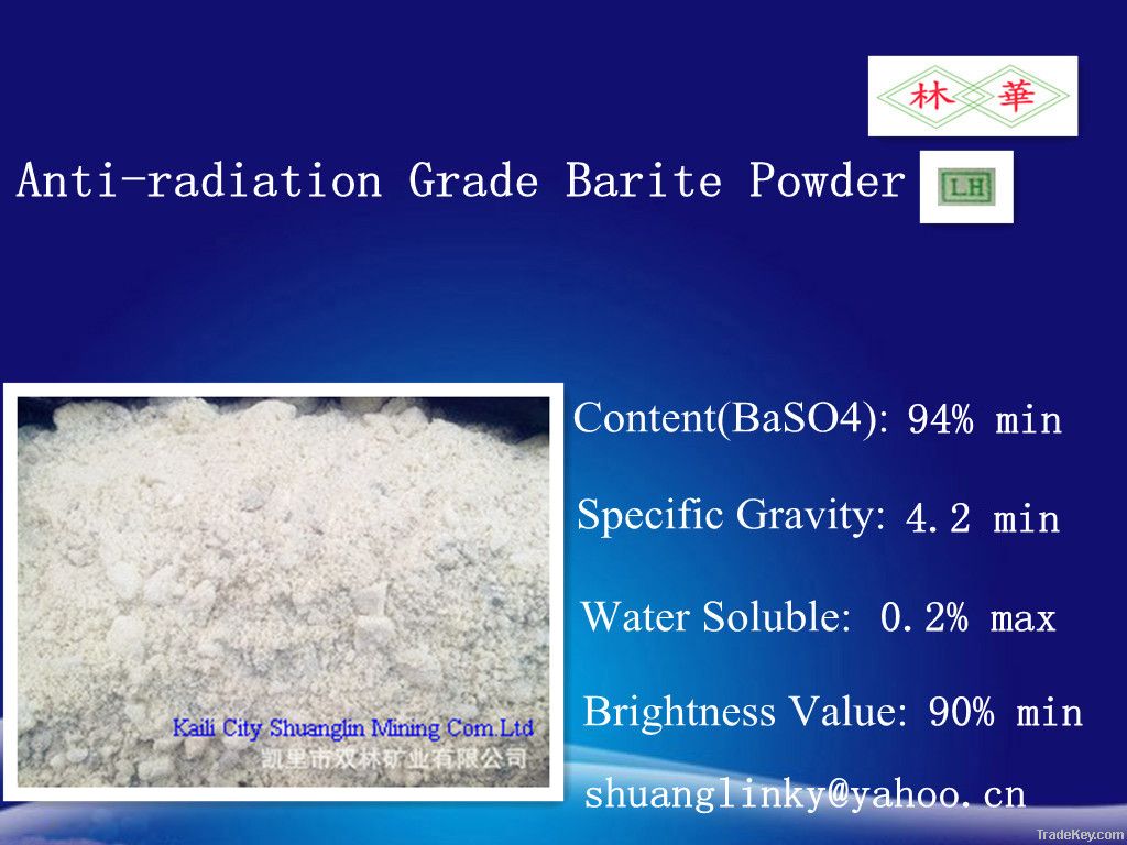 Factory Price Anti-radiation Grade Barite Powder