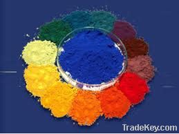 iron oxide red, blue, yellow, green, black