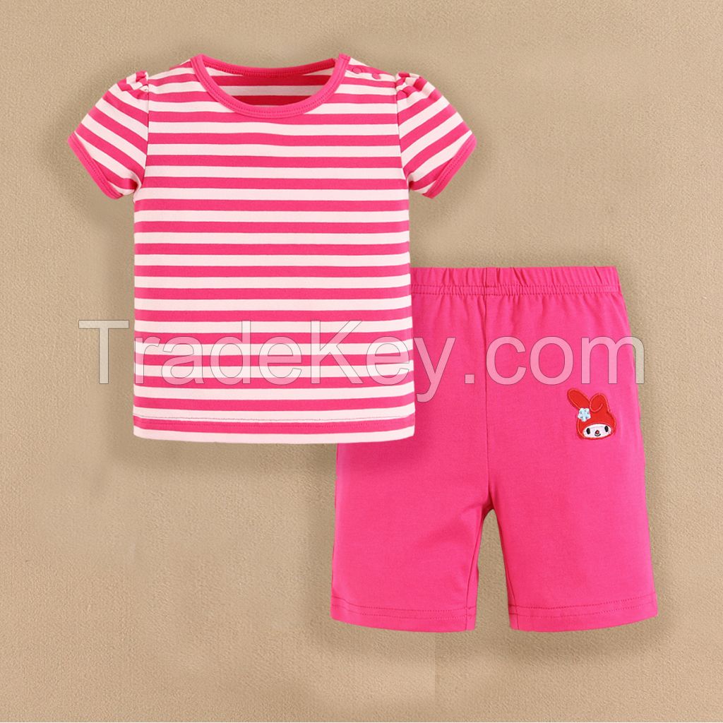 cutetime 2015 baby clothes 100% cotton baby girl suits summer short sleeve