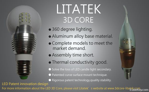 3D core for LED lamp