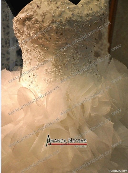 New Real Sample Ball Gown Organza Ruffles 2013 Bridal Dress