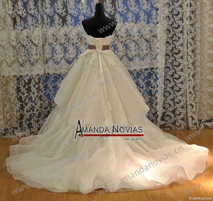 Novias Factory Direct Sale High Quality Tiered Organza Weddin Dress
