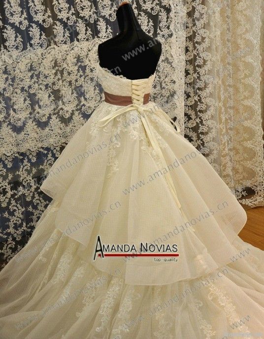 Novias Factory Direct Sale High Quality Tiered Organza Weddin Dress