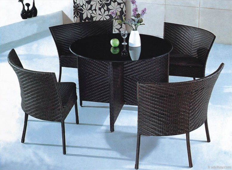Black color PE rattan outdoor furniture adjustable reading table set