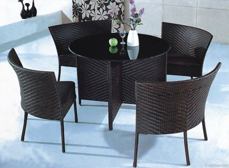 Black Color Pe Rattan Outdoor Furniture Adjustable Reading Table Set