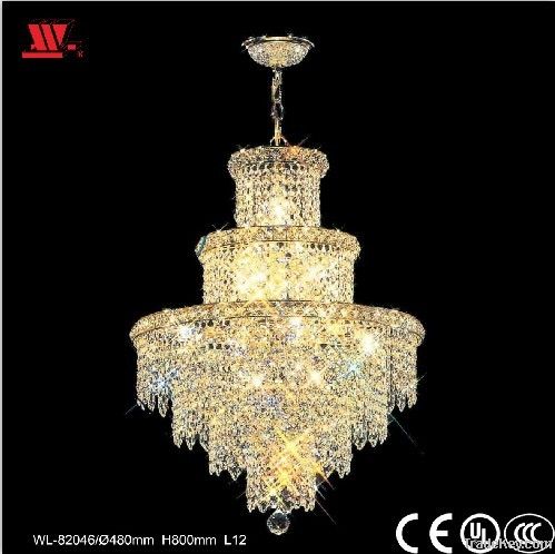 Contemporary gold finished crystal chandelier
