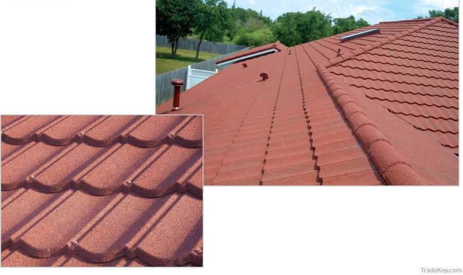 Color stone coated metal roofing tile