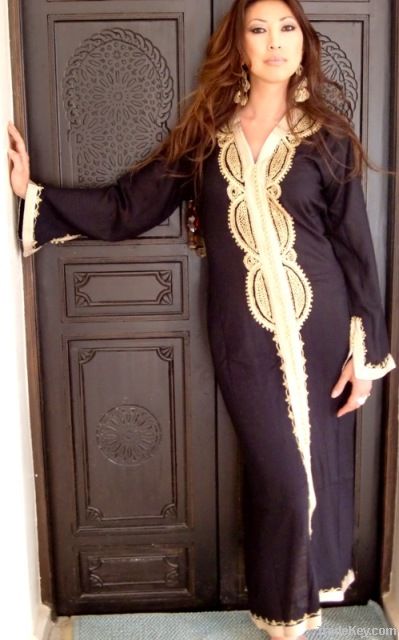 Black Moroccan Caftan Dress- Lella Style