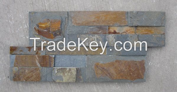 Rusty slate wall clading --split face ledge stone 18x35x1.5-2.5cm