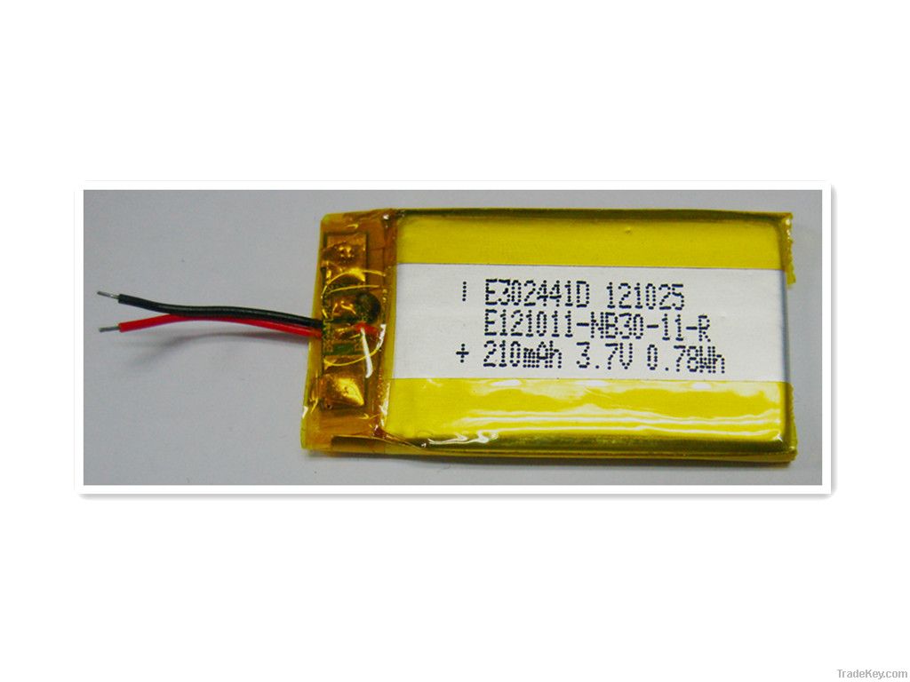 3.7V 210mah 302441 li-po battery pack discharge at -40C W/pcm
