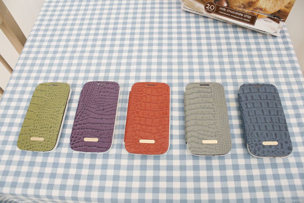 crocodile cow leather flip for samsung s3 phone case fresh colours