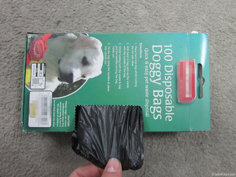 plastic dog waste bag/pet waste bag on roll