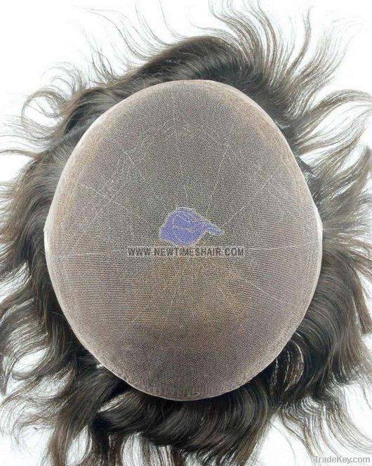Full lace base with reinforced stitching lines stock hairpiece