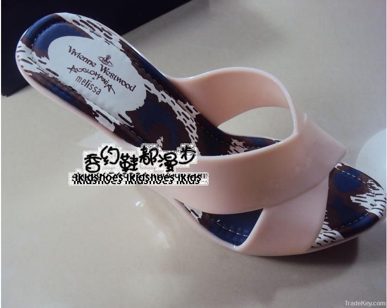 Women Jelly Heels Sandle Plastic Shoes