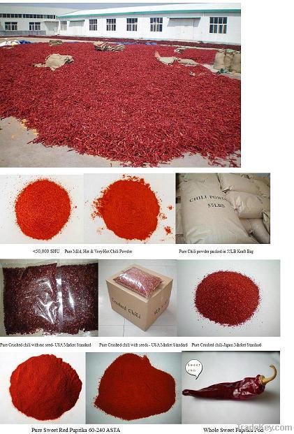 100-220 ASTA Ground Paprika & Chiilies Powder 30, 000-70, 000SHU