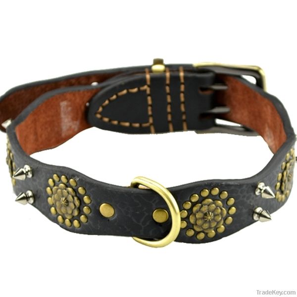 pitbull leather dog collar/hunting dog collar