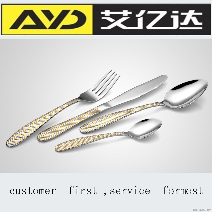 mirror gold plated flatware set