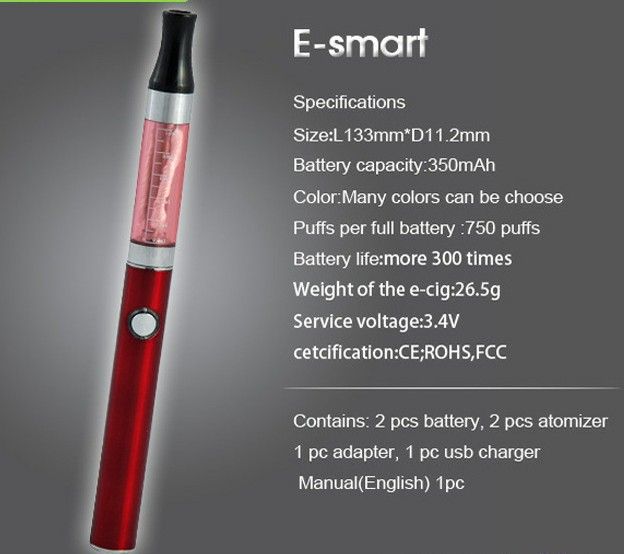 2014 Best selling slim e smart e cigady esmart electronic cigarette colorful e-smart cigarette