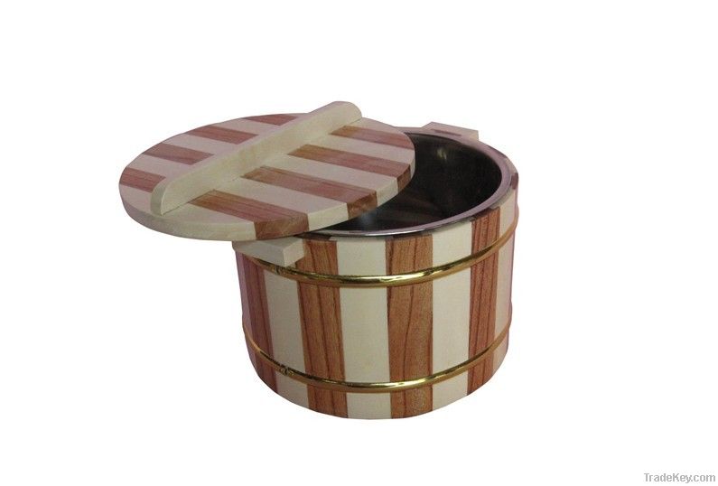 Wooden Food Barrels, Wooden plate, wooden dinner bucket