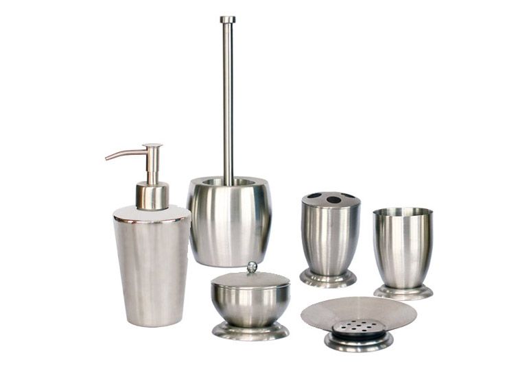 6pcs Acrylic Bathroom Set With Stainless Steel Parts