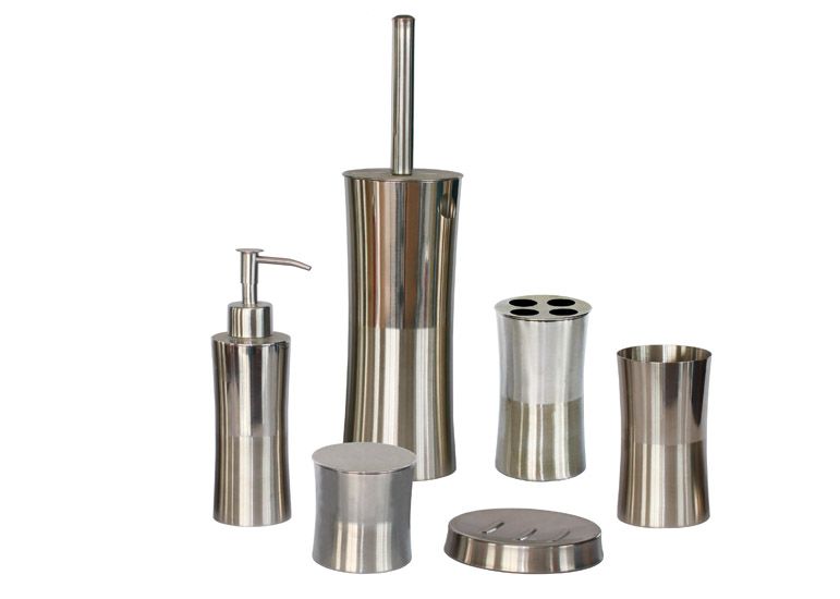 6pcs Acrylic Bathroom Set With Stainless Steel Parts