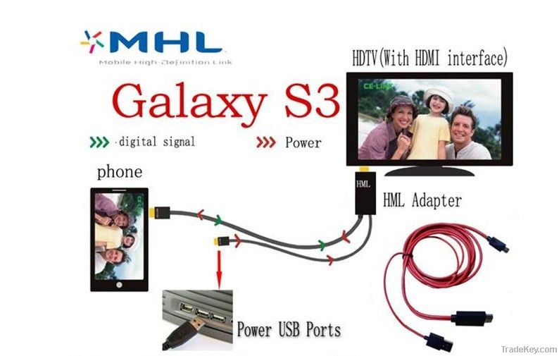 New mhl cable 1080p for galaxy s3 Micro USB to HDMI Male HDTV MHL Adap