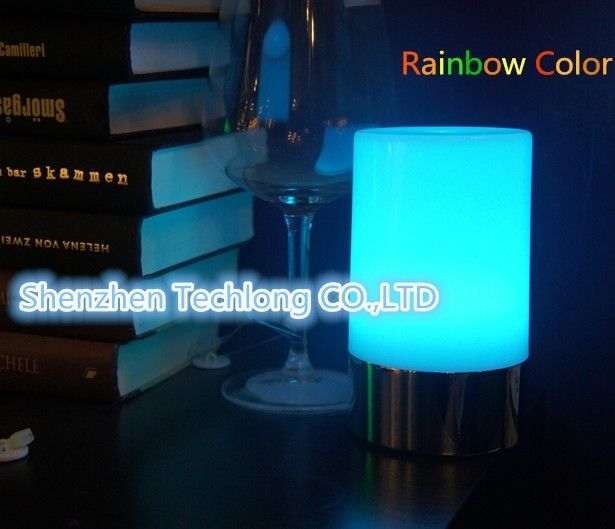 Decorative rainbow color led rechargeable battery wireless led table lamp