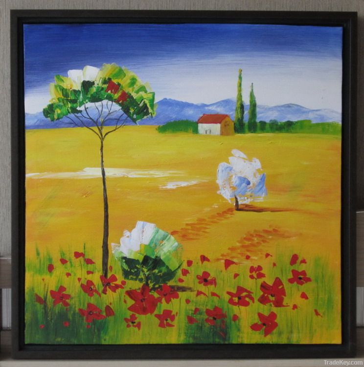 Handpainted Acrylic Painting Golden field