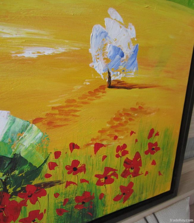 Handpainted Acrylic Painting Golden field
