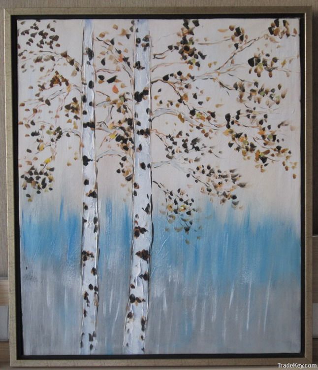 Handpainted Acrylic Painting Silver birch